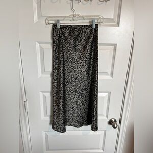 Vintage Peyton Jensen leopard satin midi slip skirt
